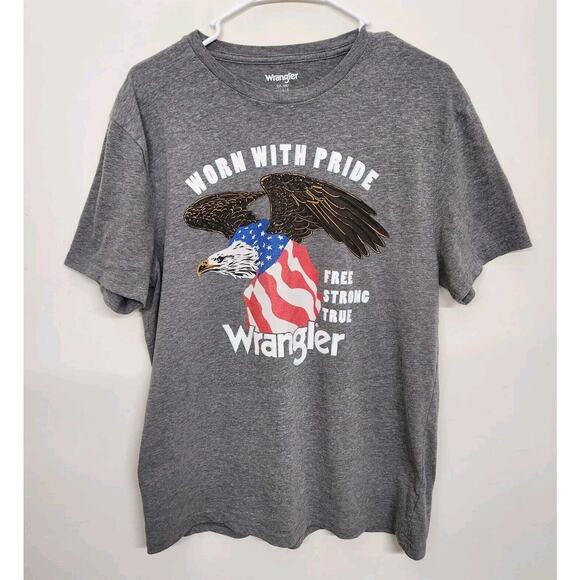 Wrangler Worn With Pride Eagle Short Sleeve T-shirt Men's Large Gray 1107 - Picture 1 of 6